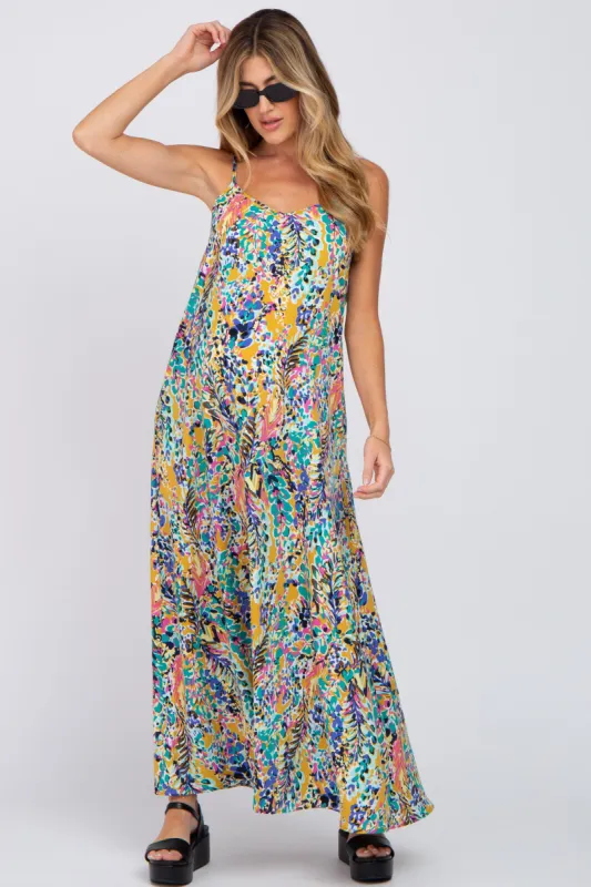 Yellow Watercolor Printed Maternity Maxi Dress sold by Pinkblush