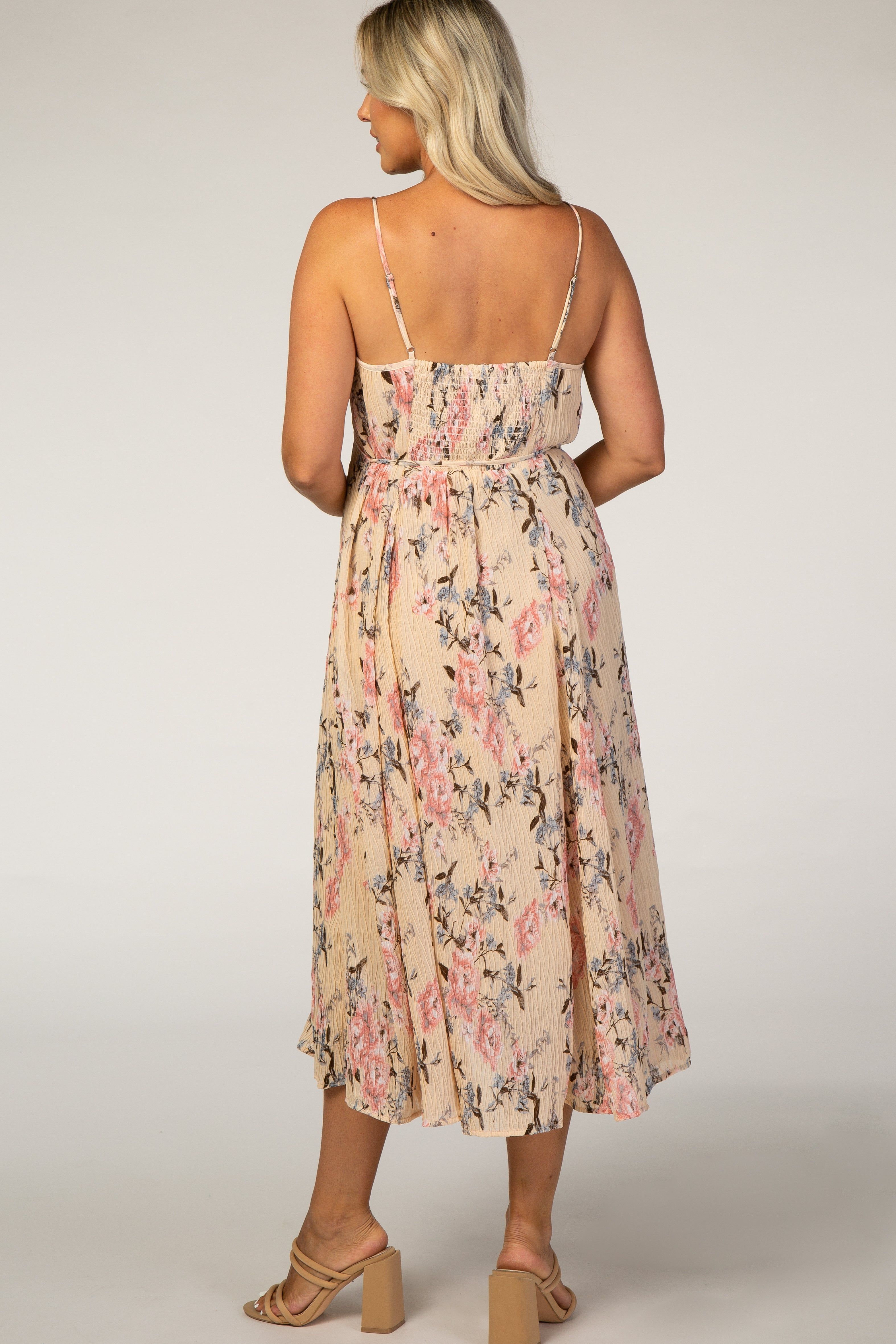Light Pink Floral Textured Maternity Midi Dress sold by Pinkblush product image thumbnail 3