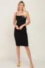 Black Ruched Mesh Square Neck Maternity Midi Dress sold by Pinkblush