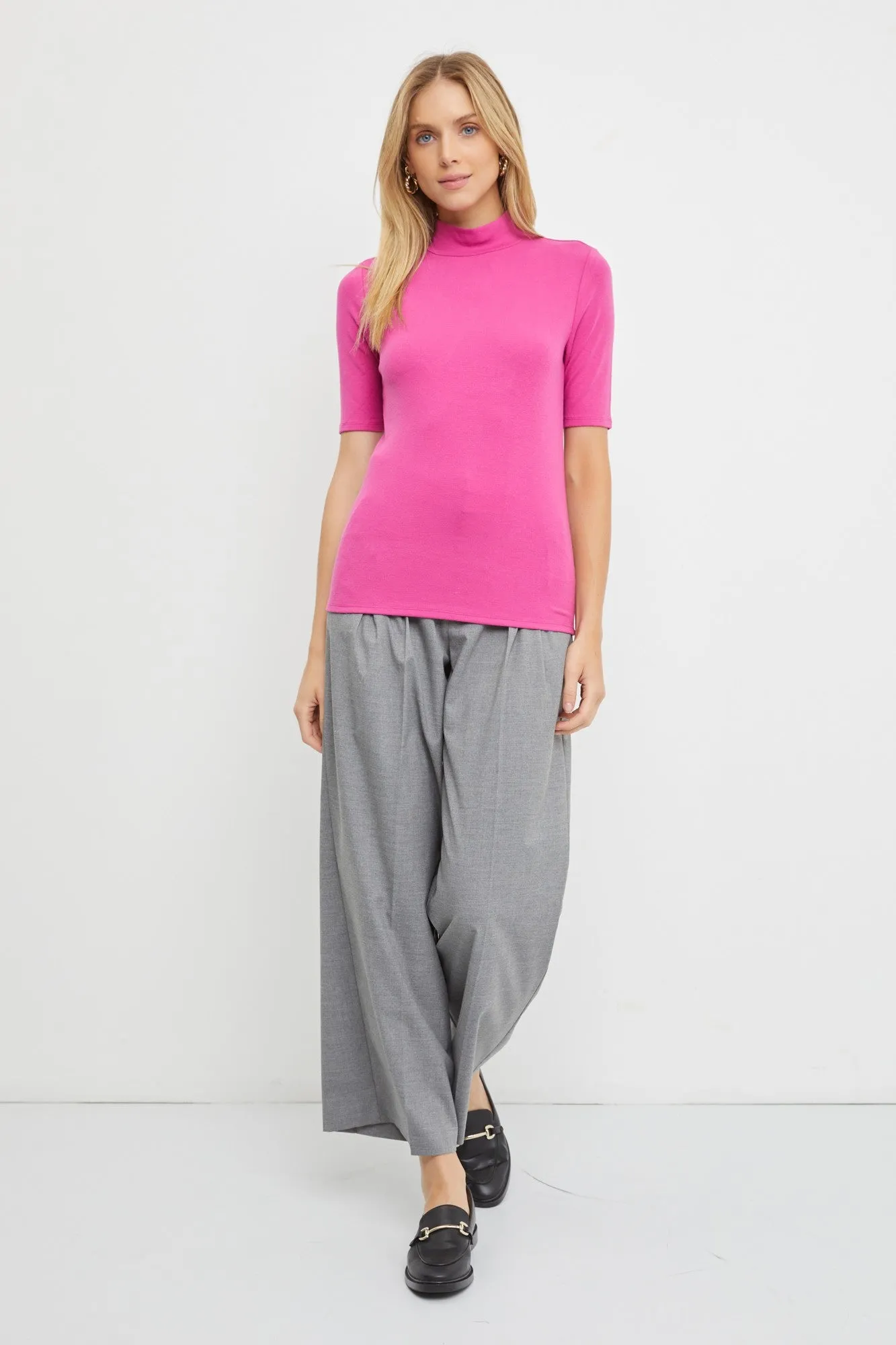 Fuchsia Short Sleeve Turtleneck Top sold by Pinkblush product image thumbnail 2