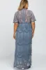 Blue Lace Mesh Overlay Maternity Plus Maxi Dress sold by Pinkblush