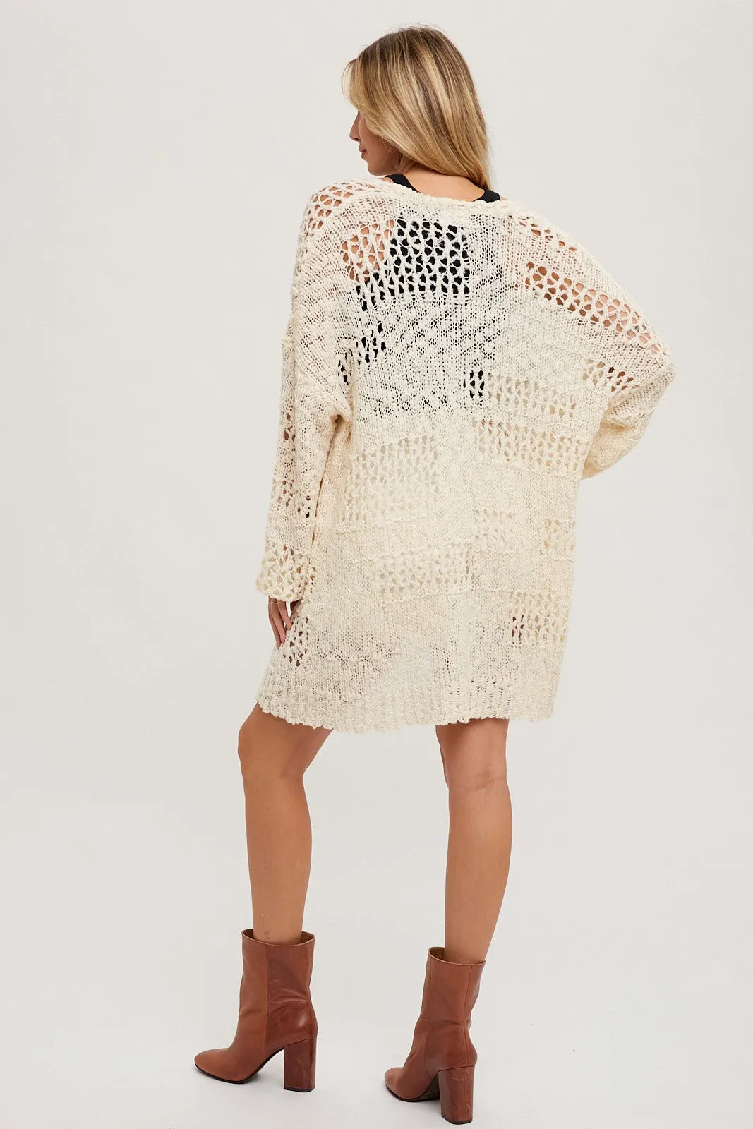 Cream Open Knit Long Cardigan sold by Pinkblush product image thumbnail 4