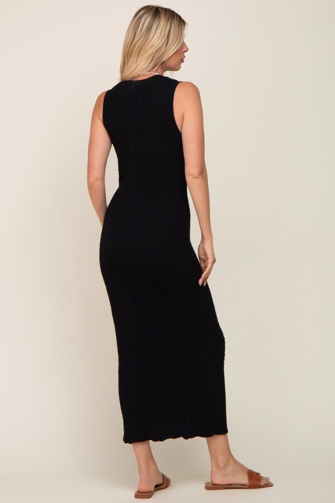 Black Cable Knit Sleeveless Midi Sweater Dress sold by Pinkblush product image thumbnail 3