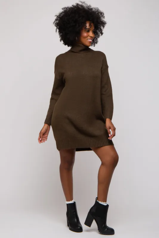 Olive Turtleneck Sweater Mini Dress sold by Pinkblush
