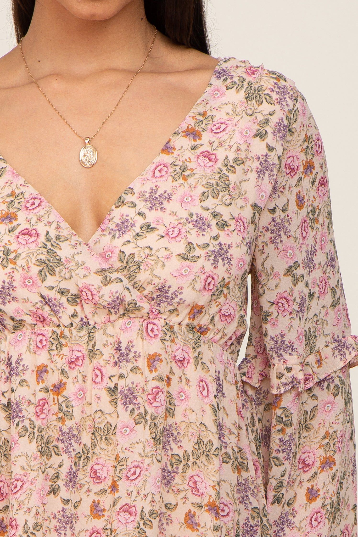 Pink Floral Long Sleeve Ruffle Tiered Dress sold by Pinkblush product image thumbnail 4