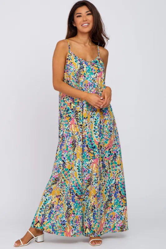 Yellow Watercolor Printed Maxi Dress sold by Pinkblush