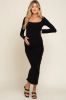 Black Square Neck Fitted Long Sleeve Maternity Maxi Dress sold by Pinkblush