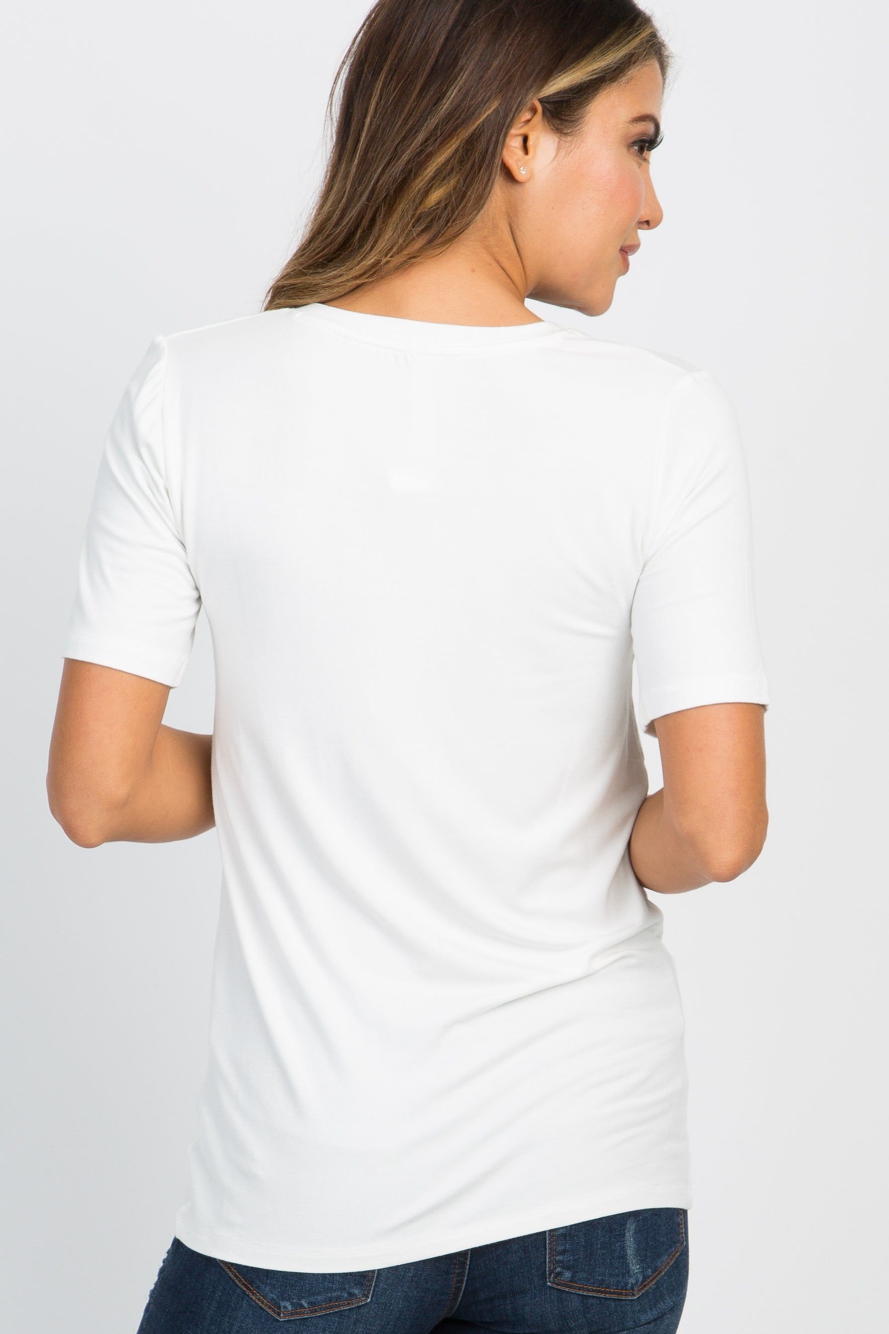 Ivory Basic V-Neck Top sold by Pinkblush product image thumbnail 2