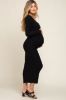 Black Square Neck Fitted Long Sleeve Maternity Maxi Dress sold by Pinkblush