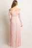 PinkBlush Petite Pink Solid Off Shoulder Maternity Maxi Dress sold by Pinkblush