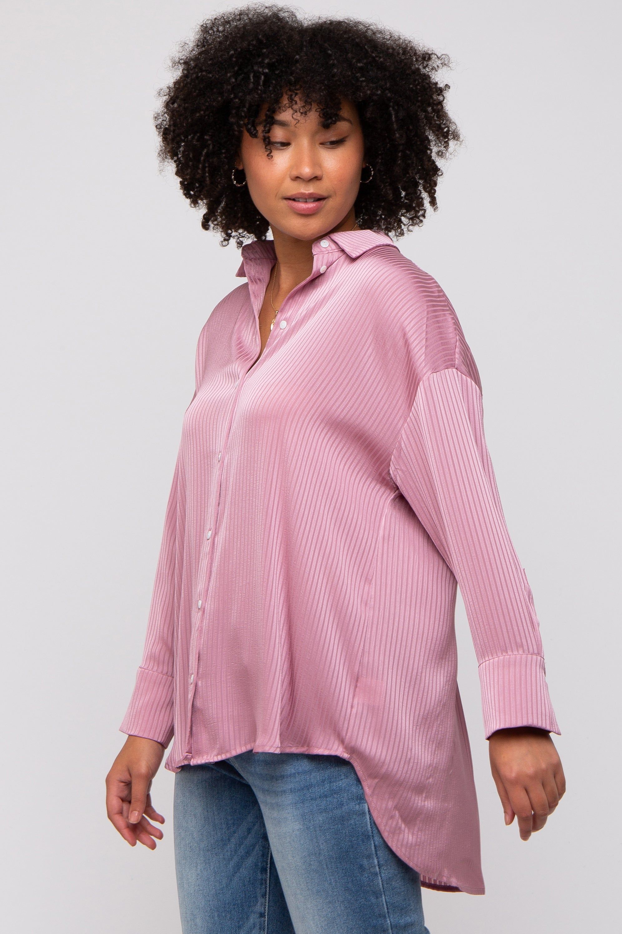 Mauve Striped Button Up Top sold by Pinkblush product image thumbnail 2