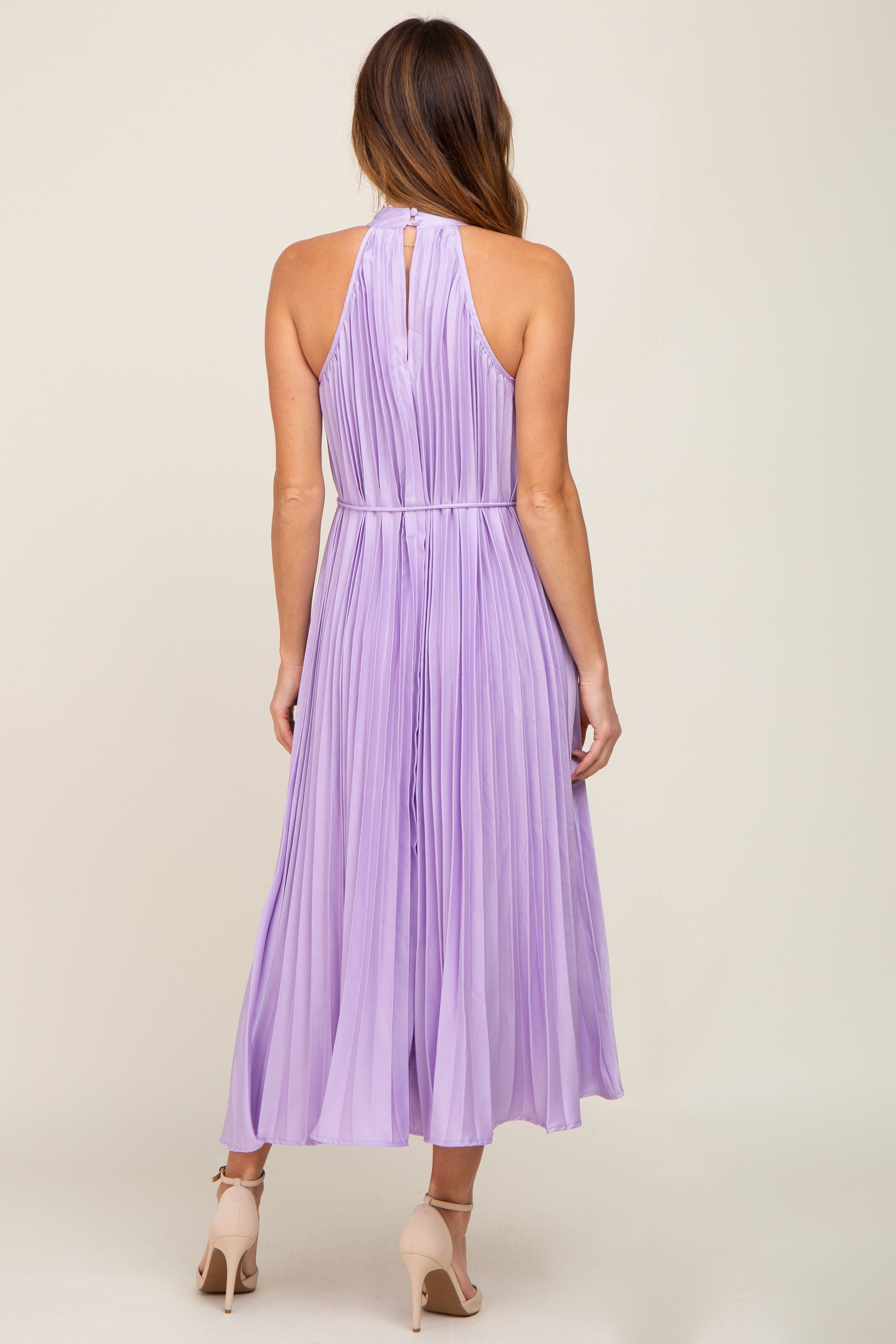 Lavender Pleated Halter Dress sold by Pinkblush product image thumbnail 3