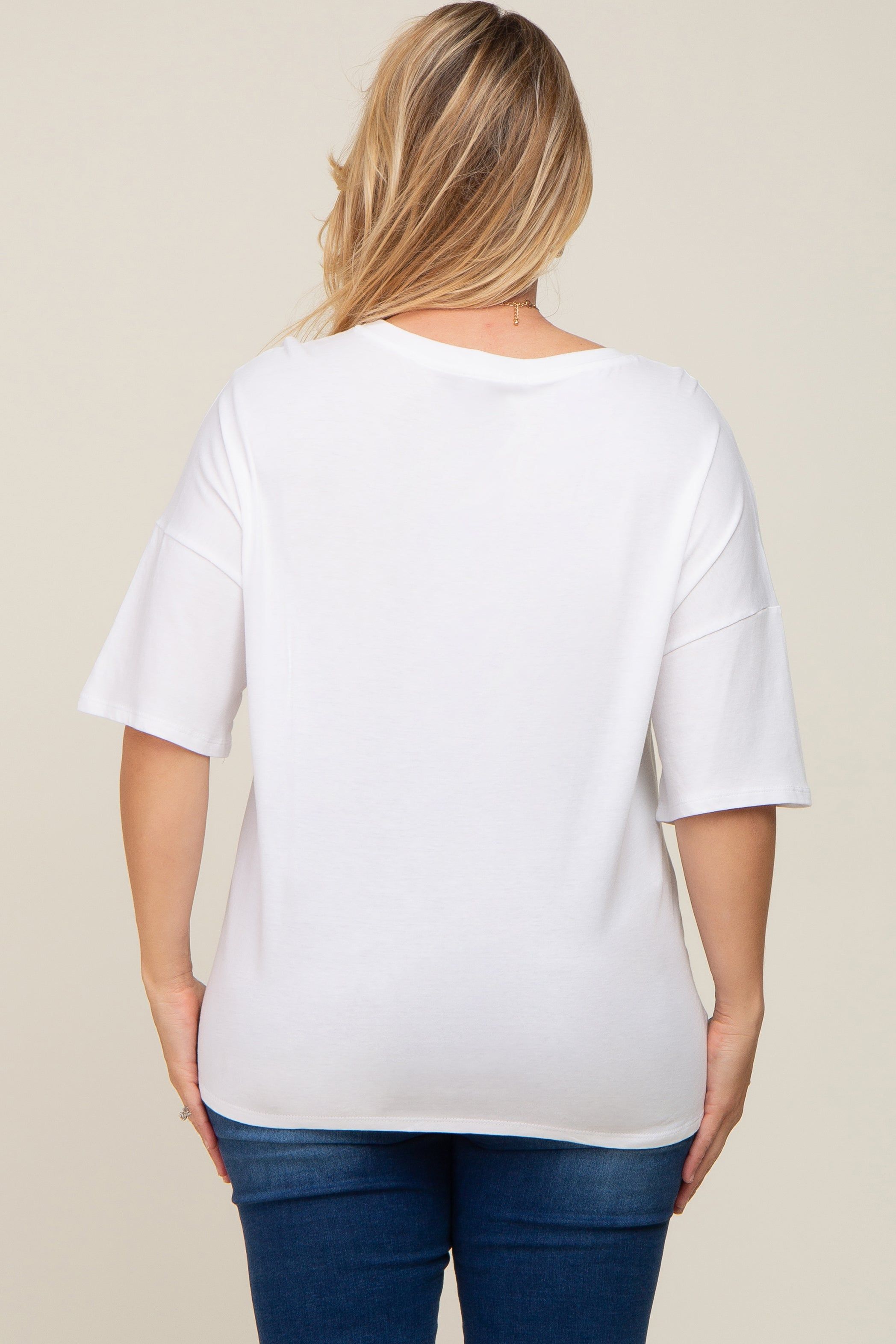 White Short Sleeve Pocketed Plus Maternity Top sold by Pinkblush product image thumbnail 3