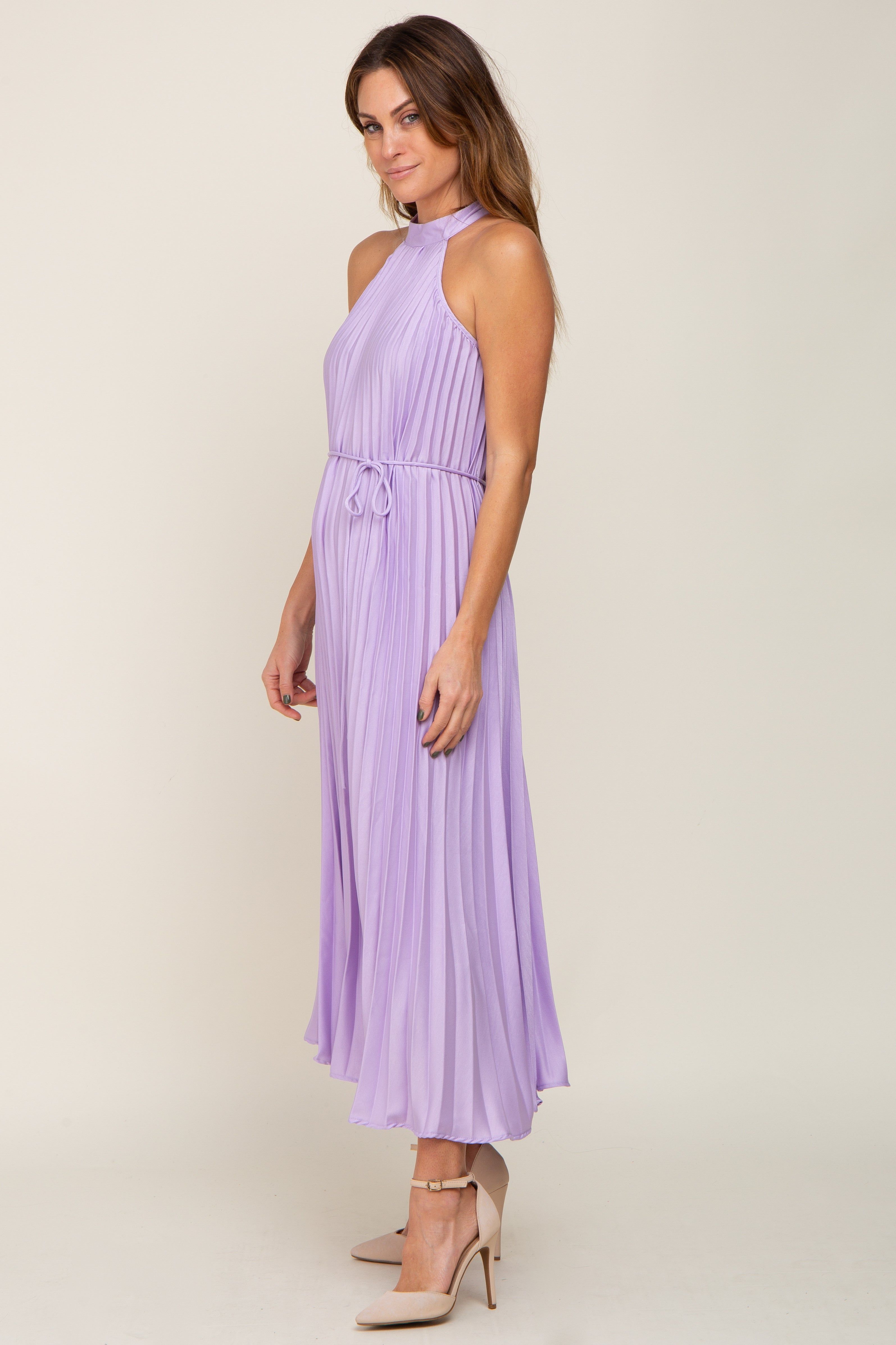 Lavender Pleated Halter Dress sold by Pinkblush product image thumbnail 2