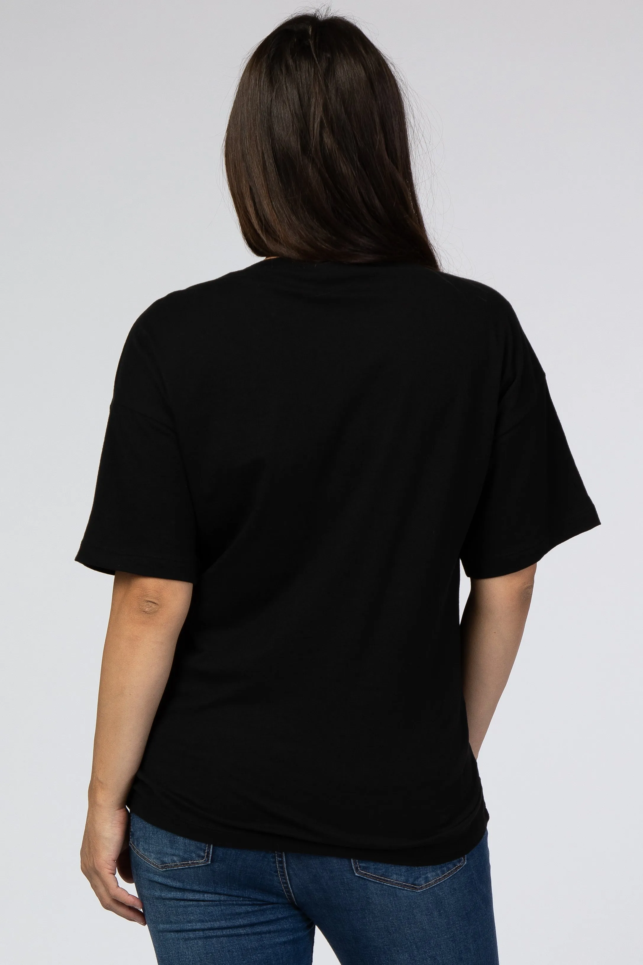 Black Basic Short Sleeve Maternity Tee sold by Pinkblush product image thumbnail 3