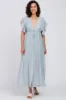 Light Blue Deep V-Neck Button Down Maternity Maxi Dress sold by Pinkblush