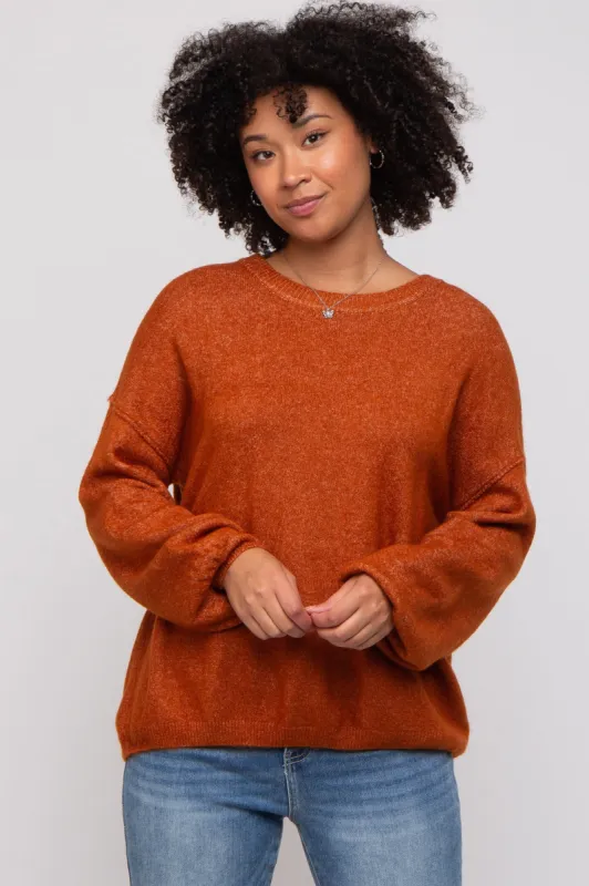 Camel Basic Drop Shoulder Sweater sold by Pinkblush