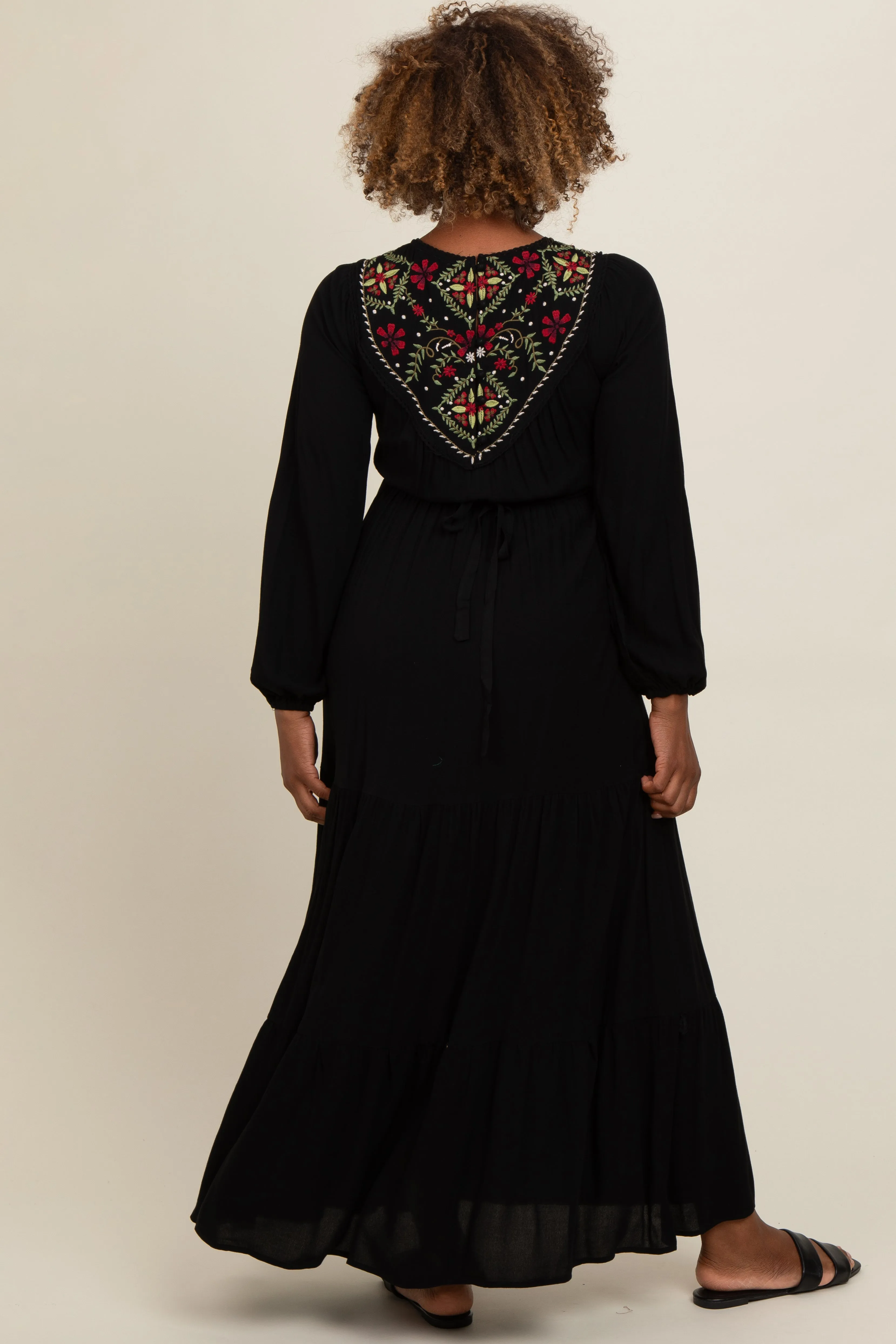 Black Embroidered Tiered Maxi Dress sold by Pinkblush product image thumbnail 2