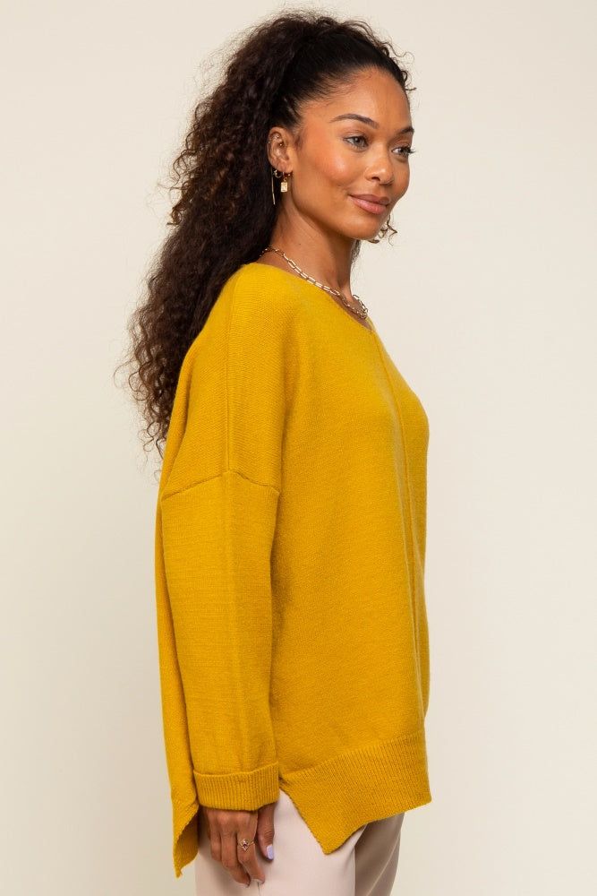 Yellow Dolman Sleeve Side Slit Sweater sold by Pinkblush product image thumbnail 2