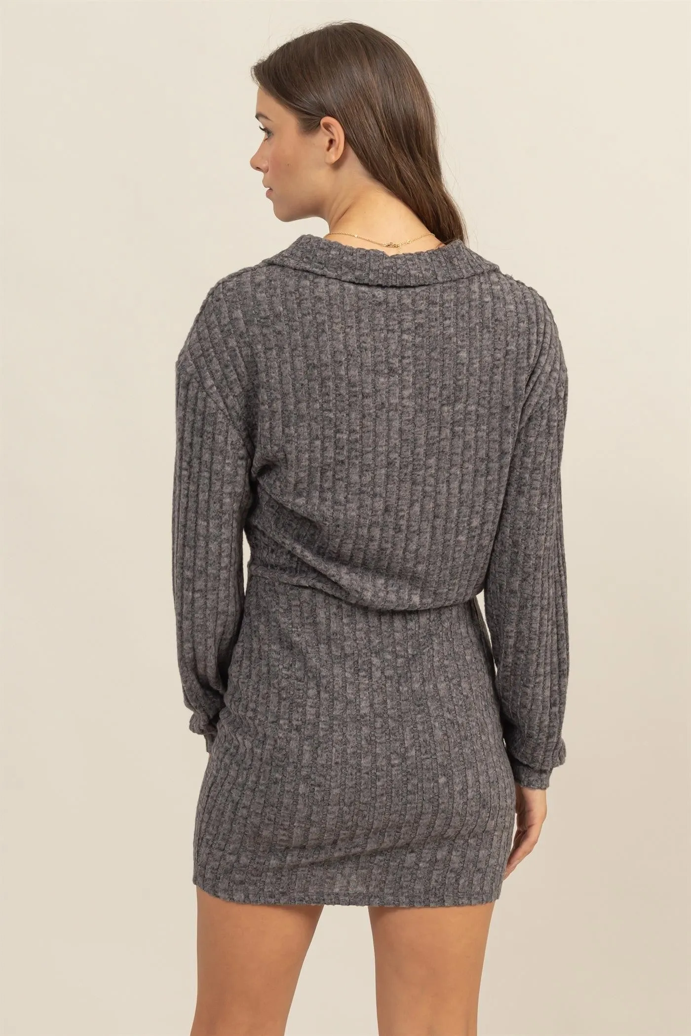 Black Brushed Ribbed Knit Dress sold by Pinkblush product image thumbnail 5