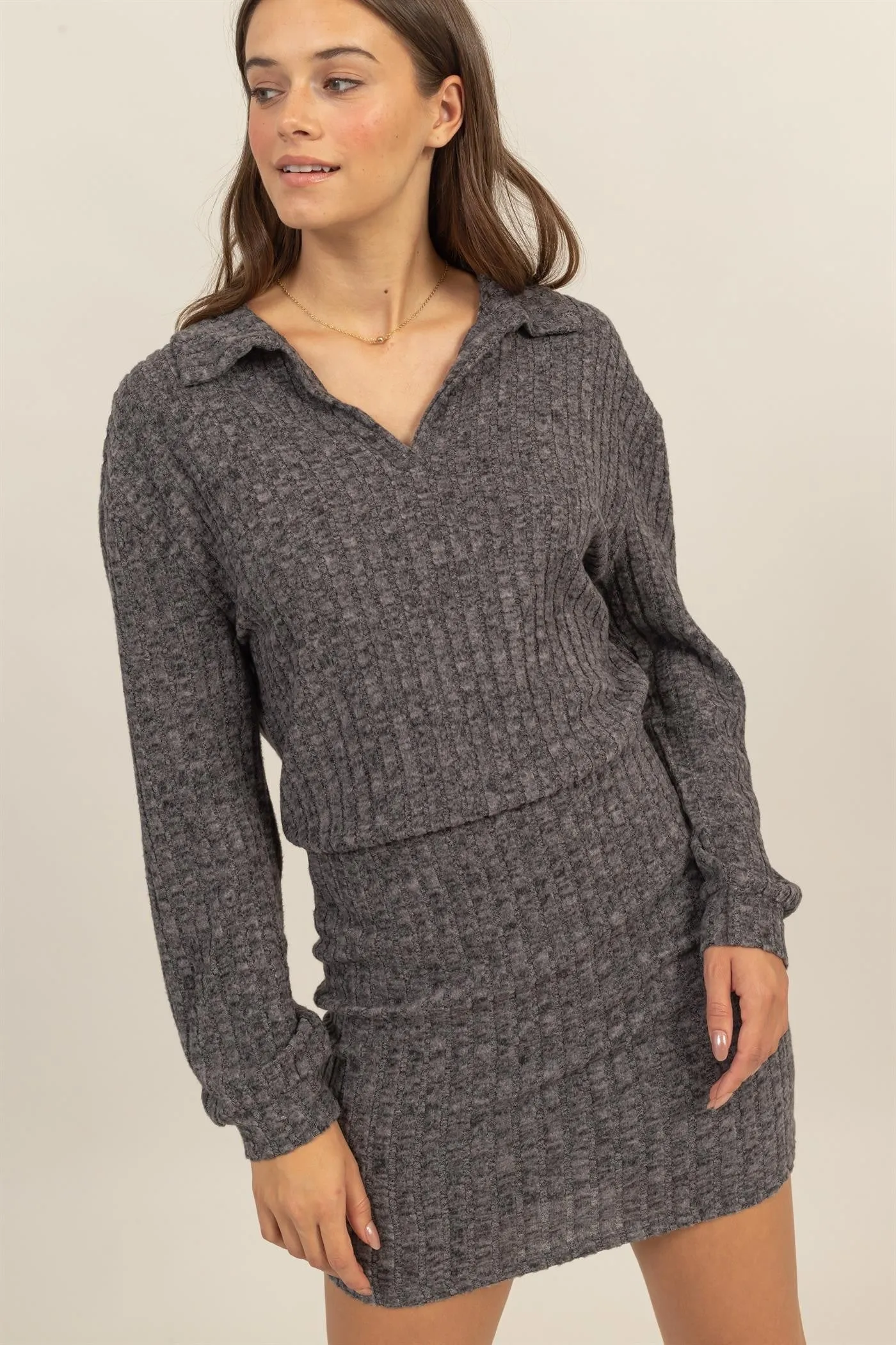 Black Brushed Ribbed Knit Dress sold by Pinkblush product image thumbnail 2