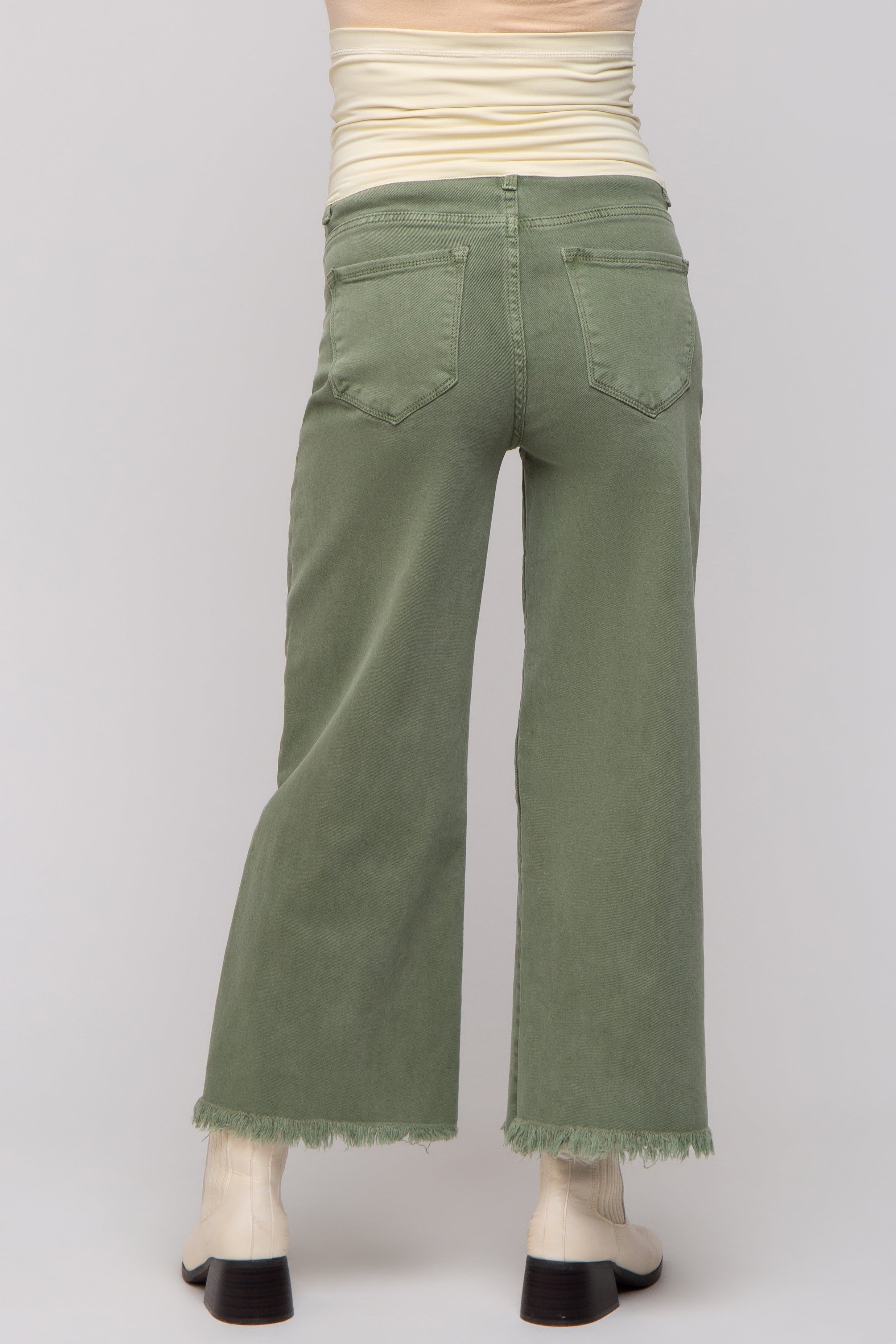 Olive Cropped Wide Leg Maternity Pants sold by Pinkblush product image thumbnail 4
