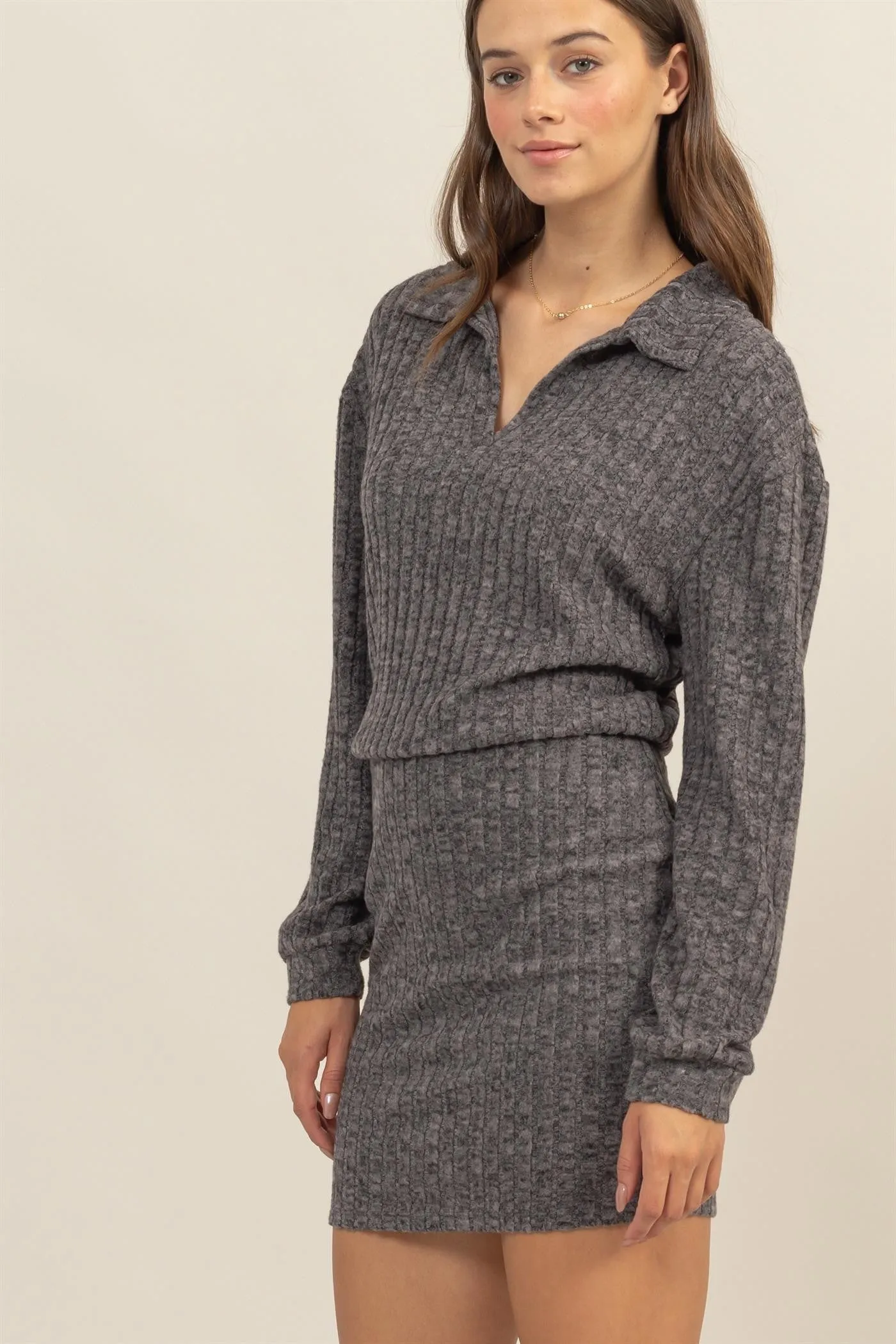 Black Brushed Ribbed Knit Dress sold by Pinkblush product image thumbnail 3