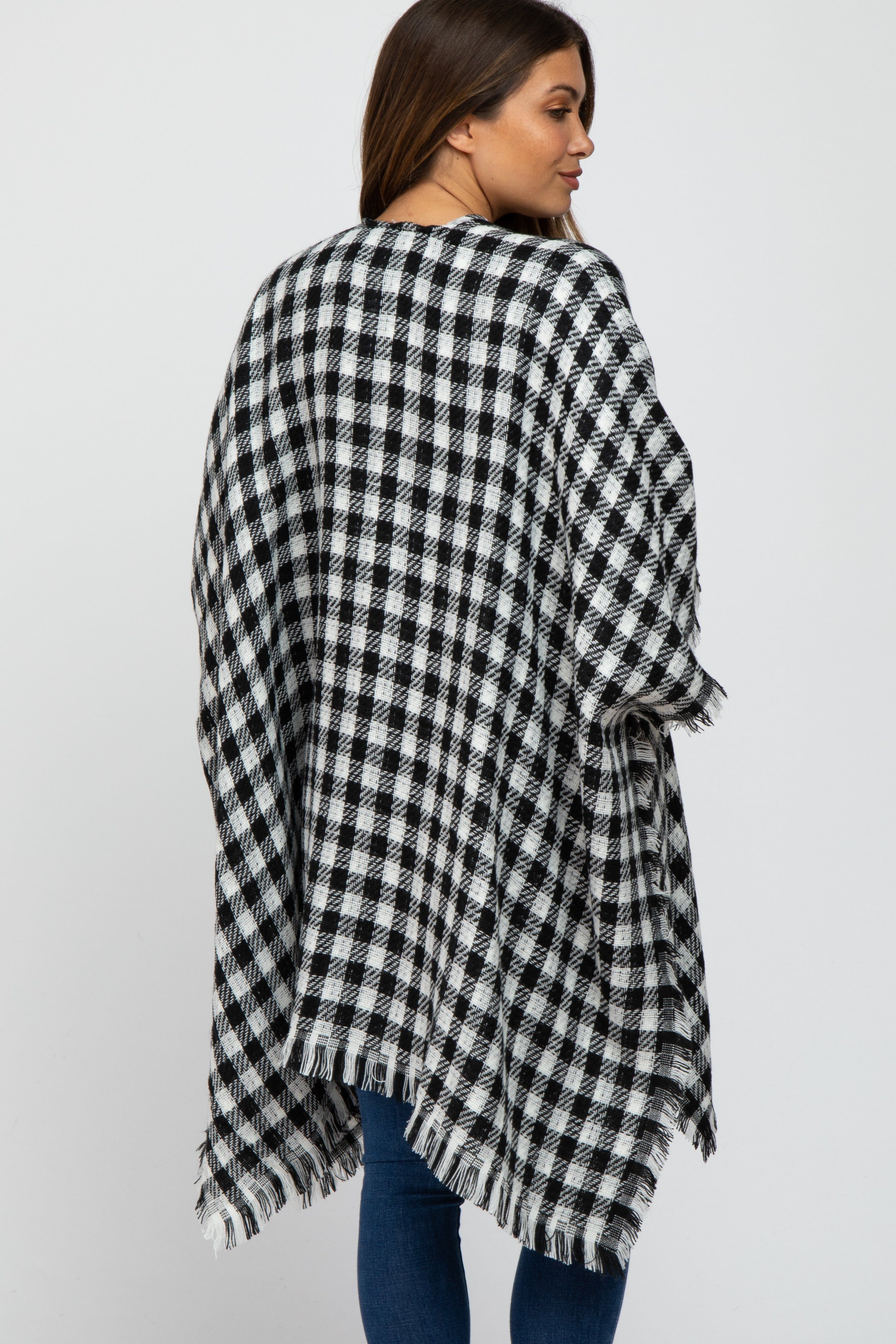 Ivory Houndstooth Maternity Sweater Poncho sold by Pinkblush product image thumbnail 4