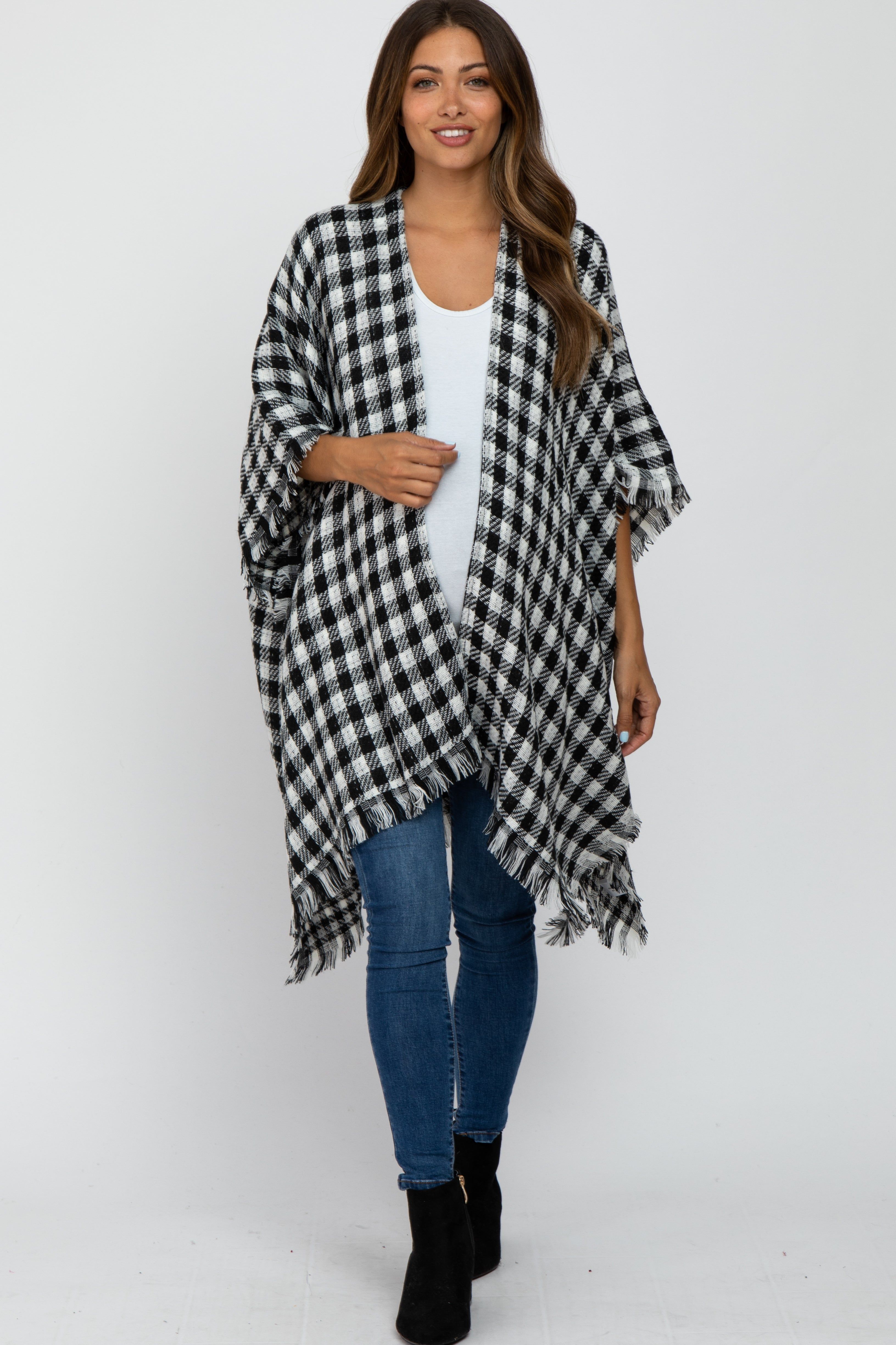 Ivory Houndstooth Maternity Sweater Poncho sold by Pinkblush