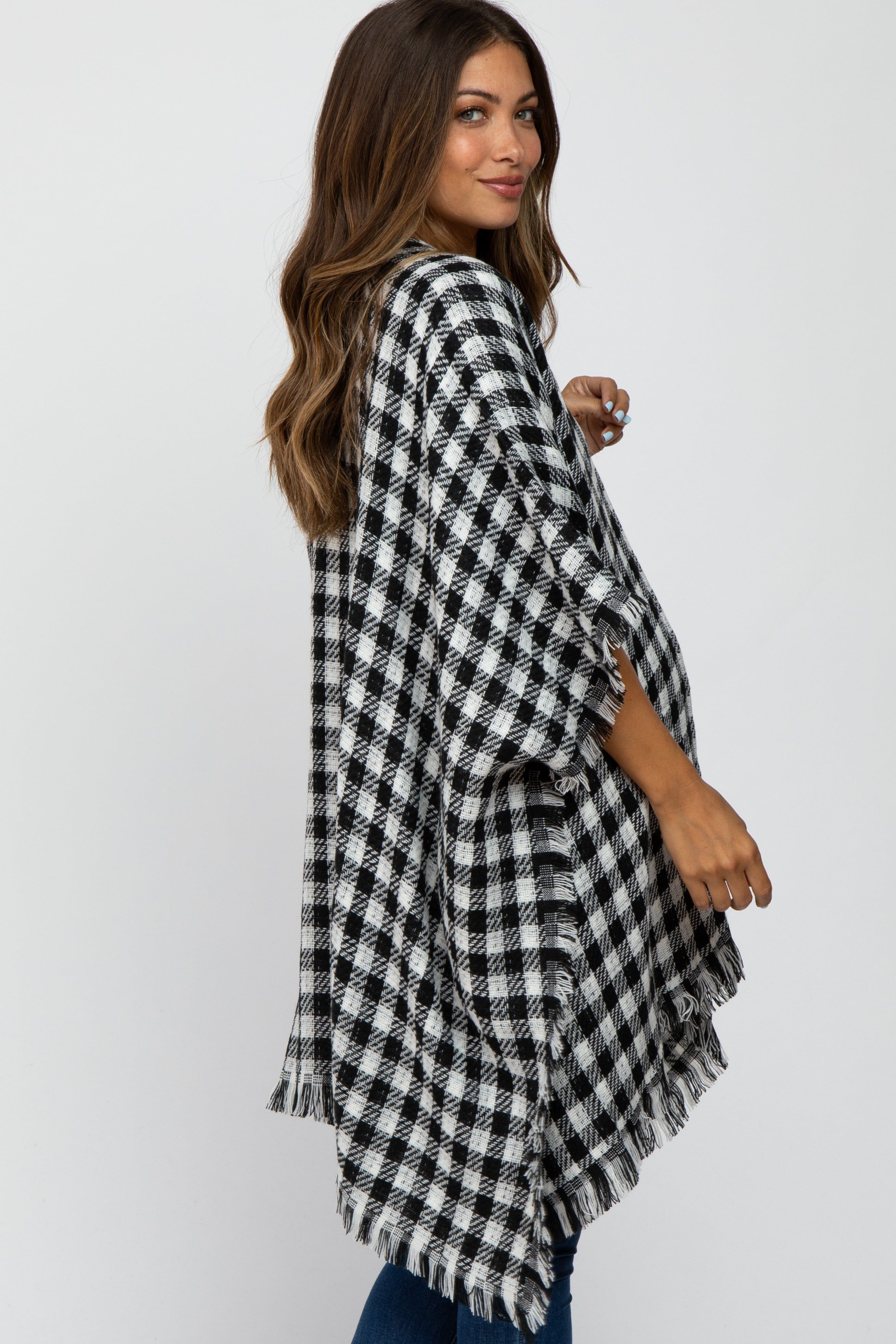 Ivory Houndstooth Maternity Sweater Poncho sold by Pinkblush product image thumbnail 3