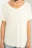Cream Basic Soft Knit T-Shirt sold by Pinkblush