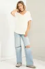 Cream Basic Soft Knit T-Shirt sold by Pinkblush