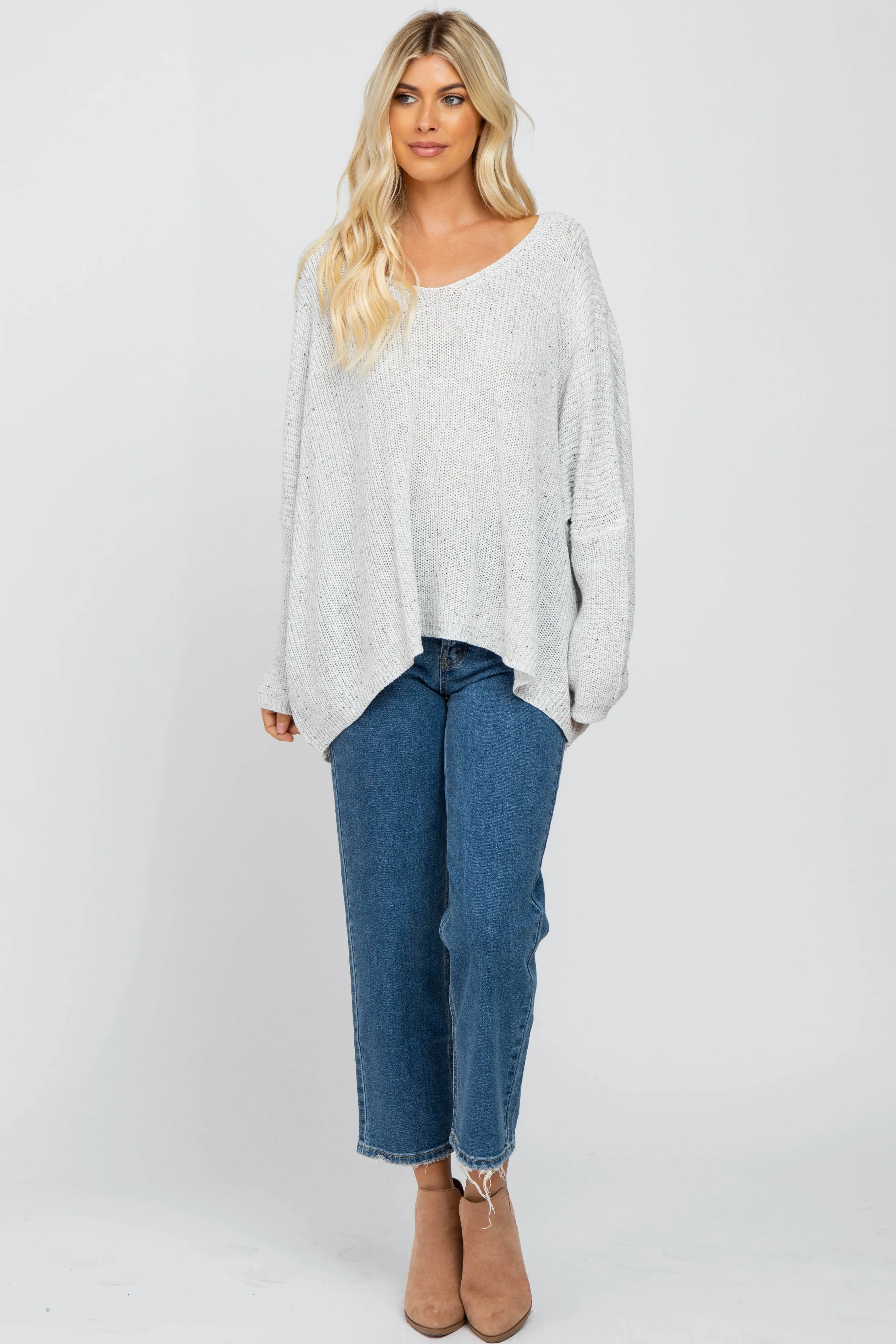 White Speckled Oversized Sweater sold by Pinkblush product image thumbnail 4