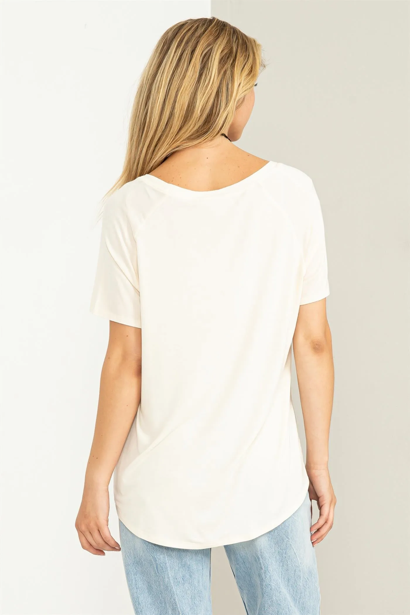 Cream Basic Soft Knit T-Shirt sold by Pinkblush product image thumbnail 3
