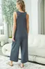 Charcoal Ribbed Button Front Sleeveless Jumpsuit sold by Pinkblush