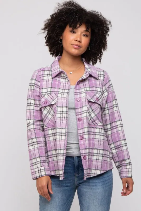 Lavender Plaid Button Down Flannel sold by Pinkblush
