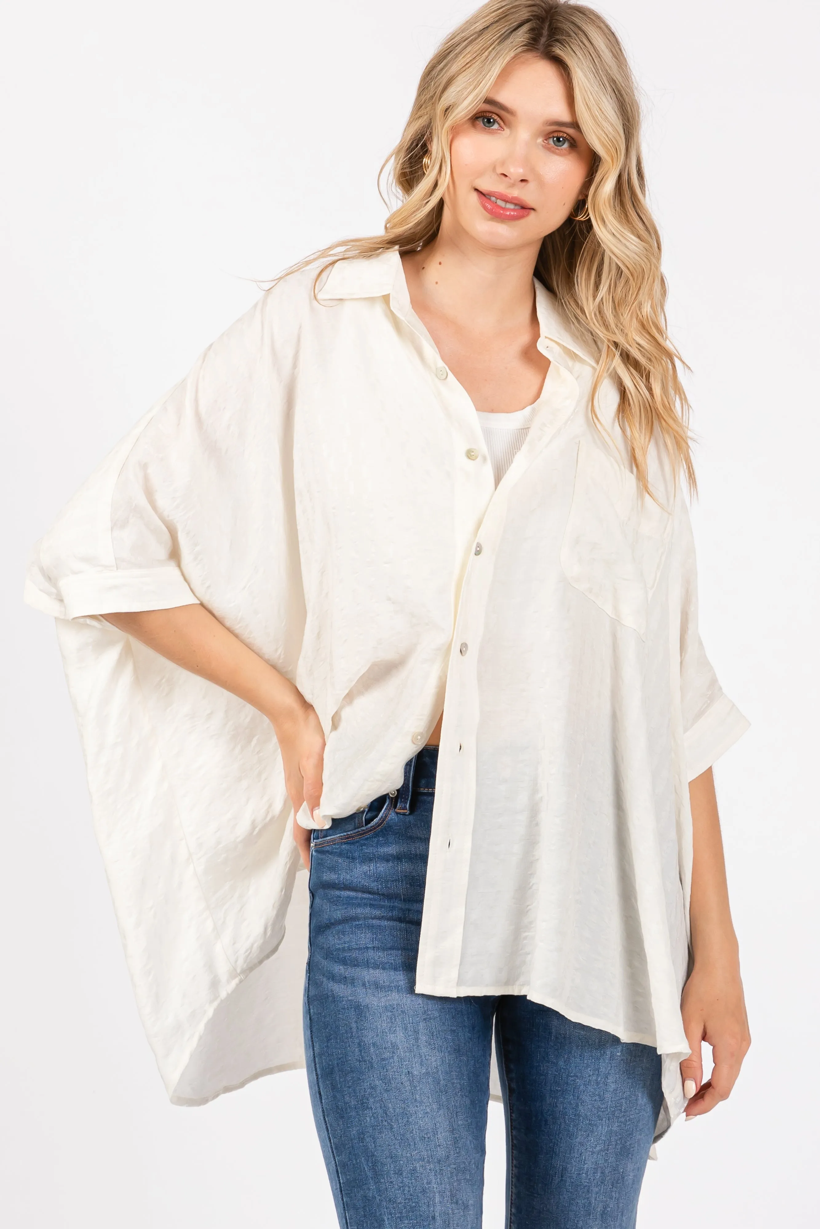 Ivory Textured Button Down Blouse sold by Pinkblush product image thumbnail 5