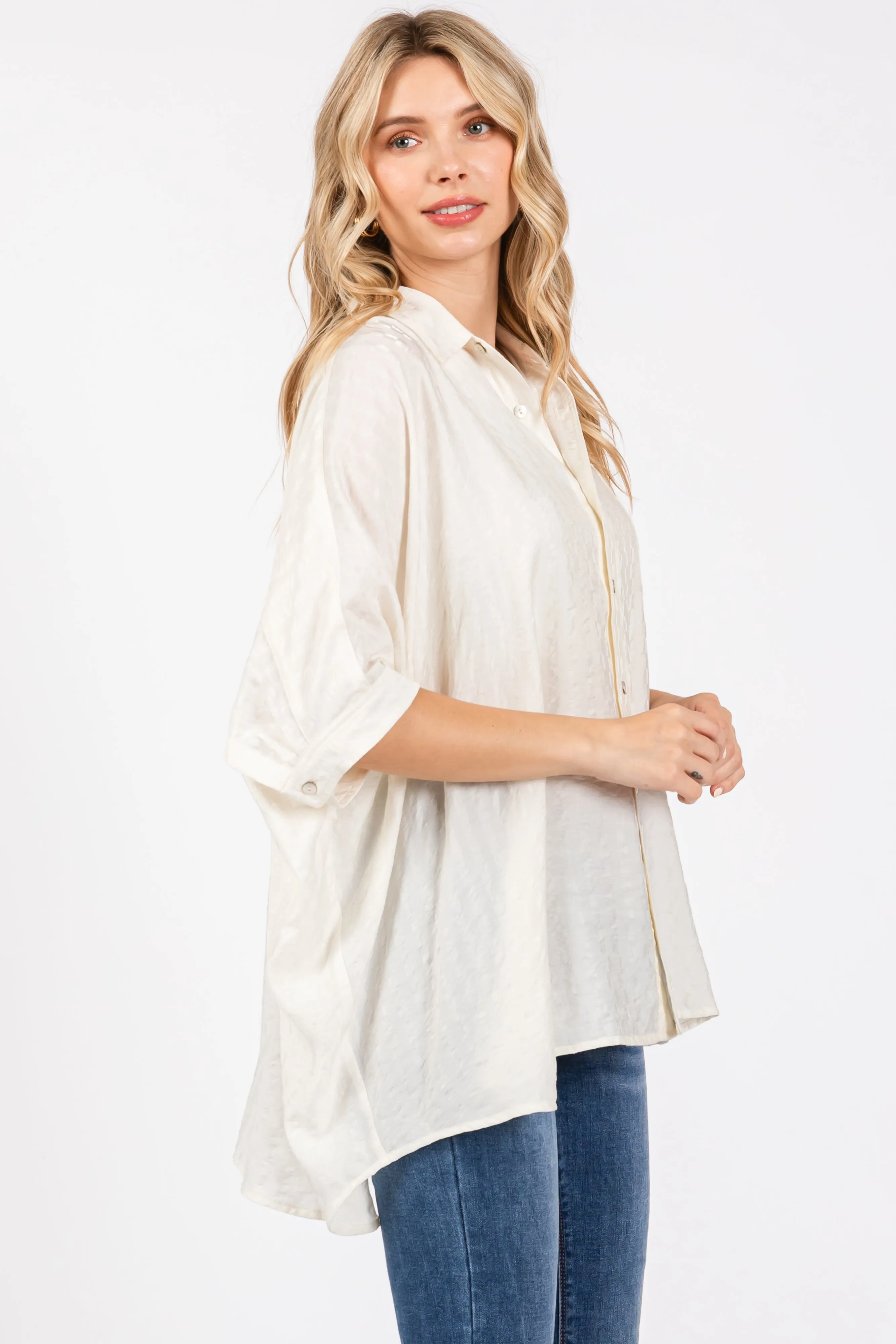Ivory Textured Button Down Blouse sold by Pinkblush product image thumbnail 2