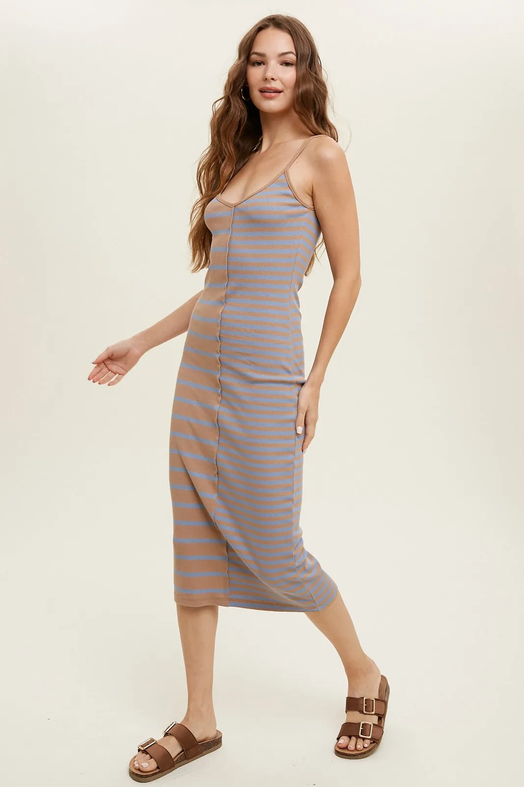 Mocha Striped Ribbed Dress sold by Pinkblush product image thumbnail 2