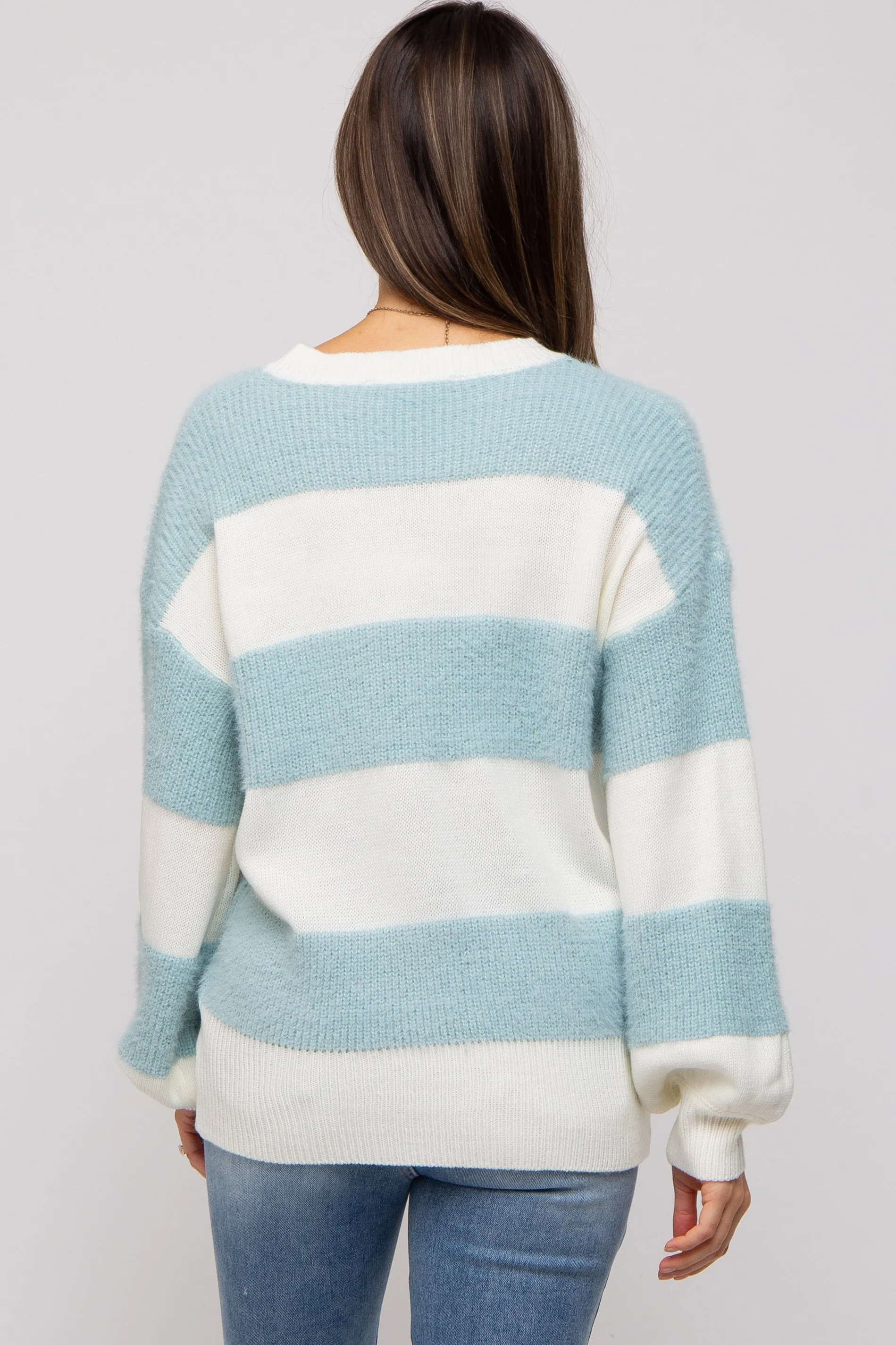 Blue Striped Brushed Maternity Sweater sold by Pinkblush product image thumbnail 4