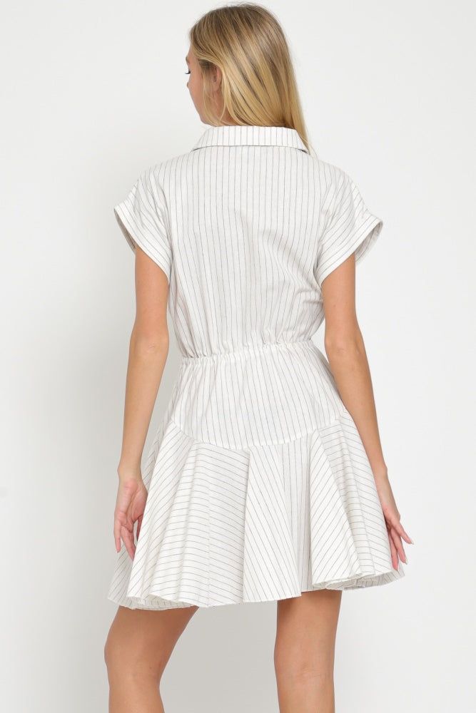 White Dolman Sleeve Button Down Tie Front Waisted Mini sold by Pinkblush product image thumbnail 3