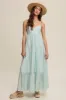 Mint Green Sleeveless Tiered Maternity Maxi Dress sold by Pinkblush