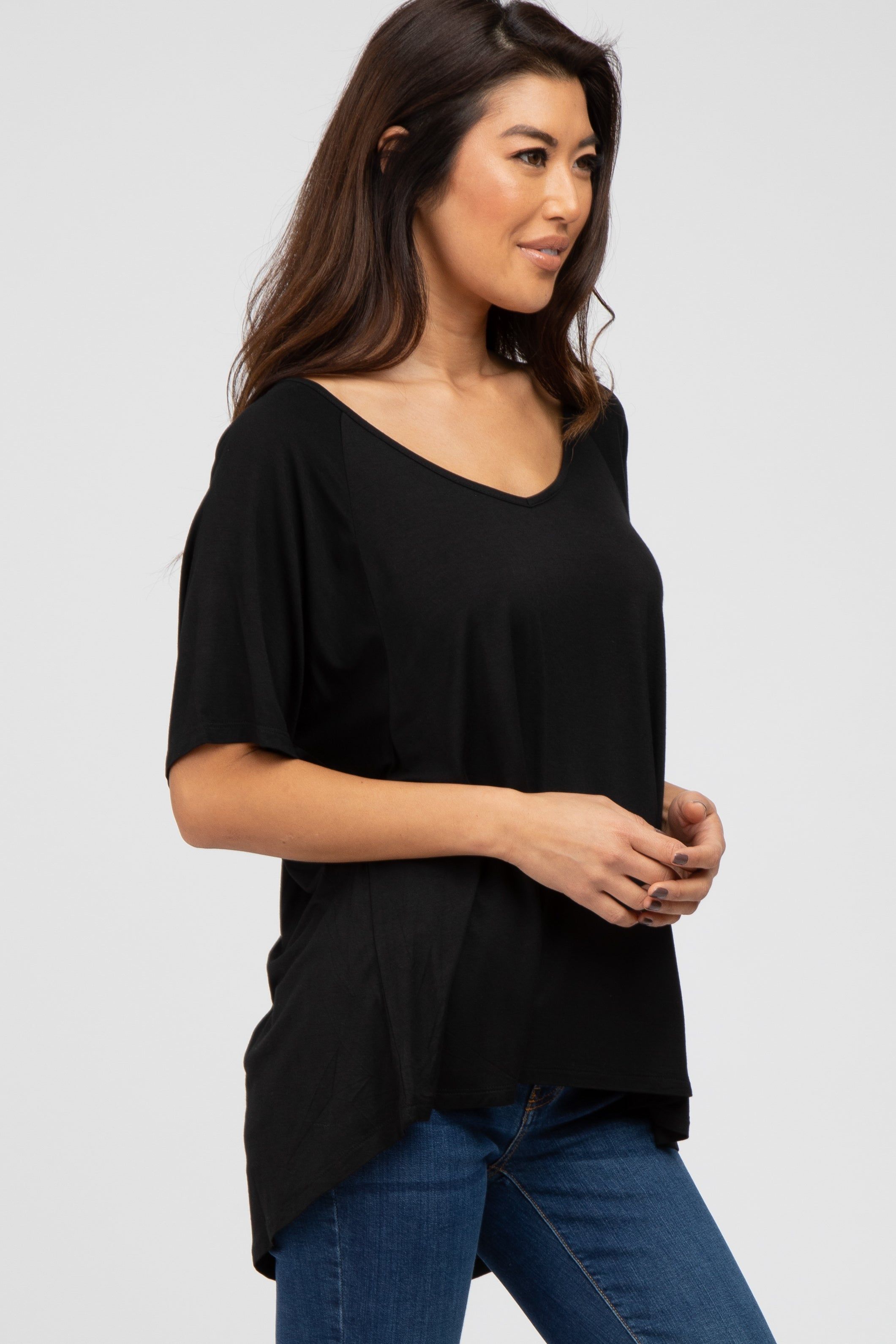 Black Basic Raglan Short Sleeve Top sold by Pinkblush product image thumbnail 2