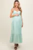 Mint Green Sleeveless Tiered Maternity Maxi Dress sold by Pinkblush