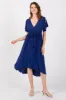 Navy Blue Flutter Sleeve Waist Tie Maternity Nursing Dress sold by Pinkblush