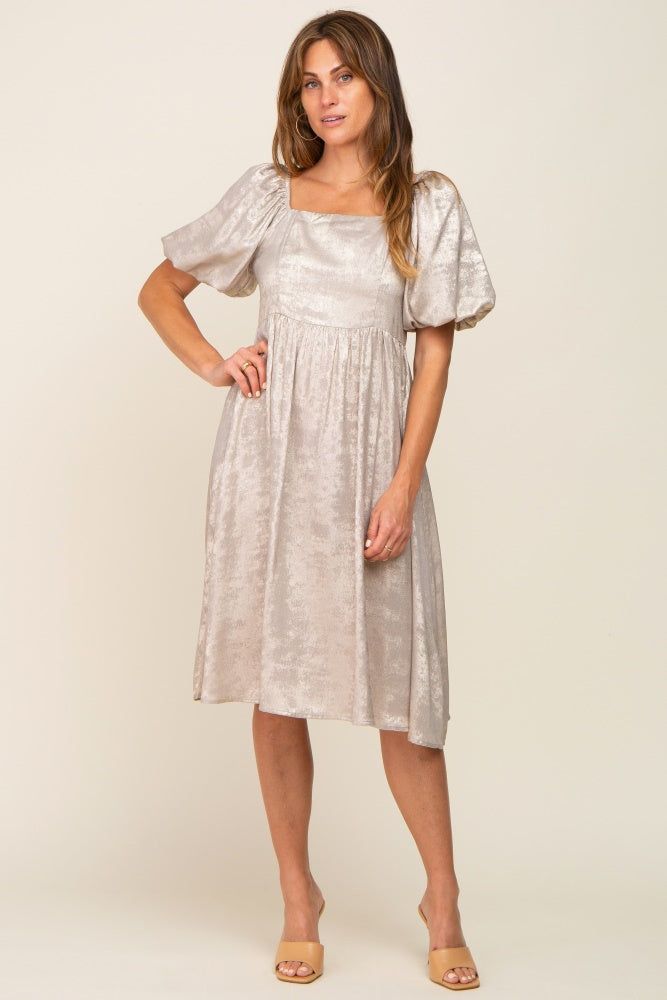 Gold Metallic Puff Sleeve Dress sold by Pinkblush product image thumbnail 4