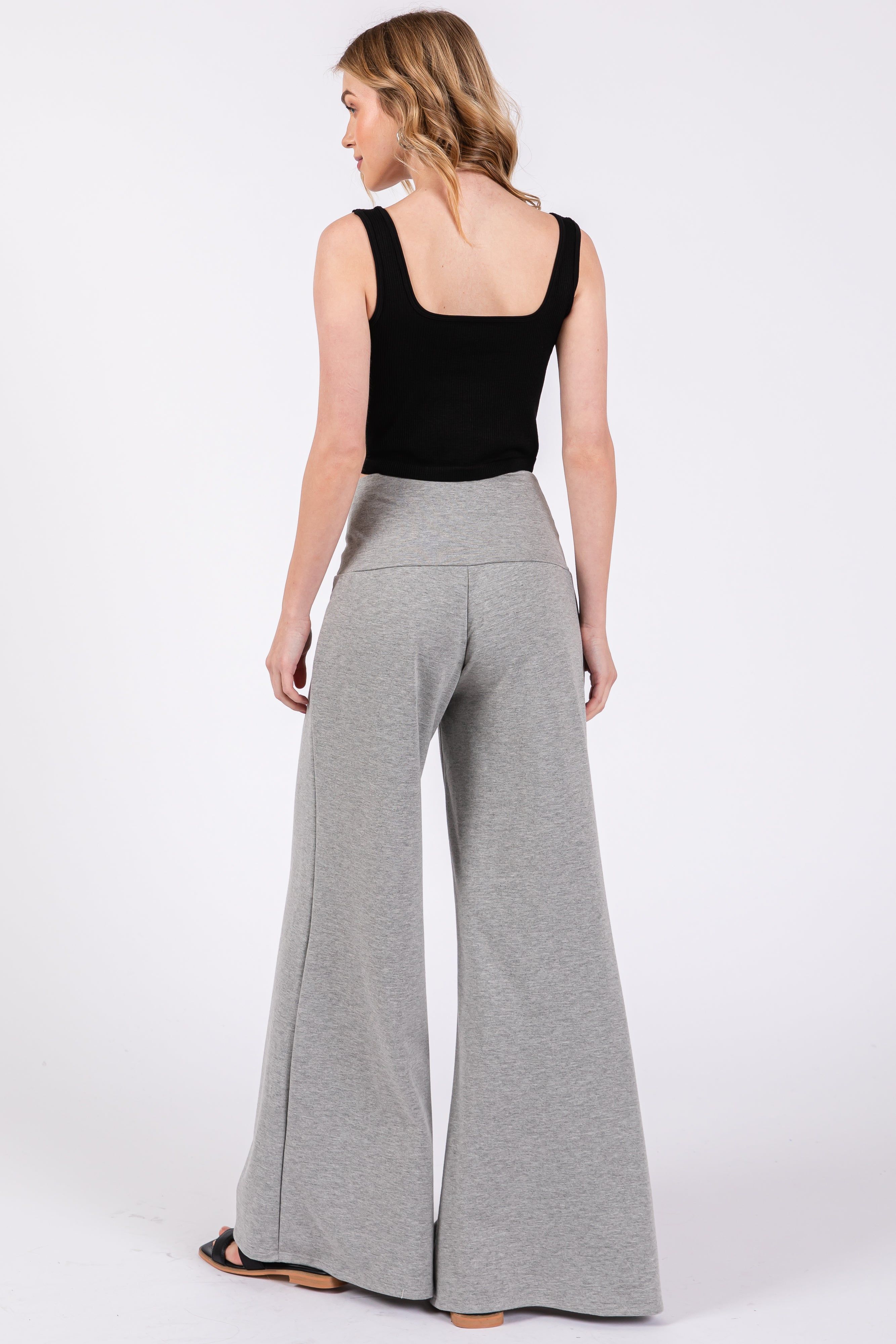 Heather Grey French Terry Wide Leg Lounge Pants sold by Pinkblush product image thumbnail 3