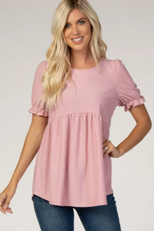 PinkBlush Pink Swiss Dot Babydoll Blouse sold by Pinkblush