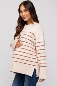 Ivory Striped Maternity Sweater sold by Pinkblush