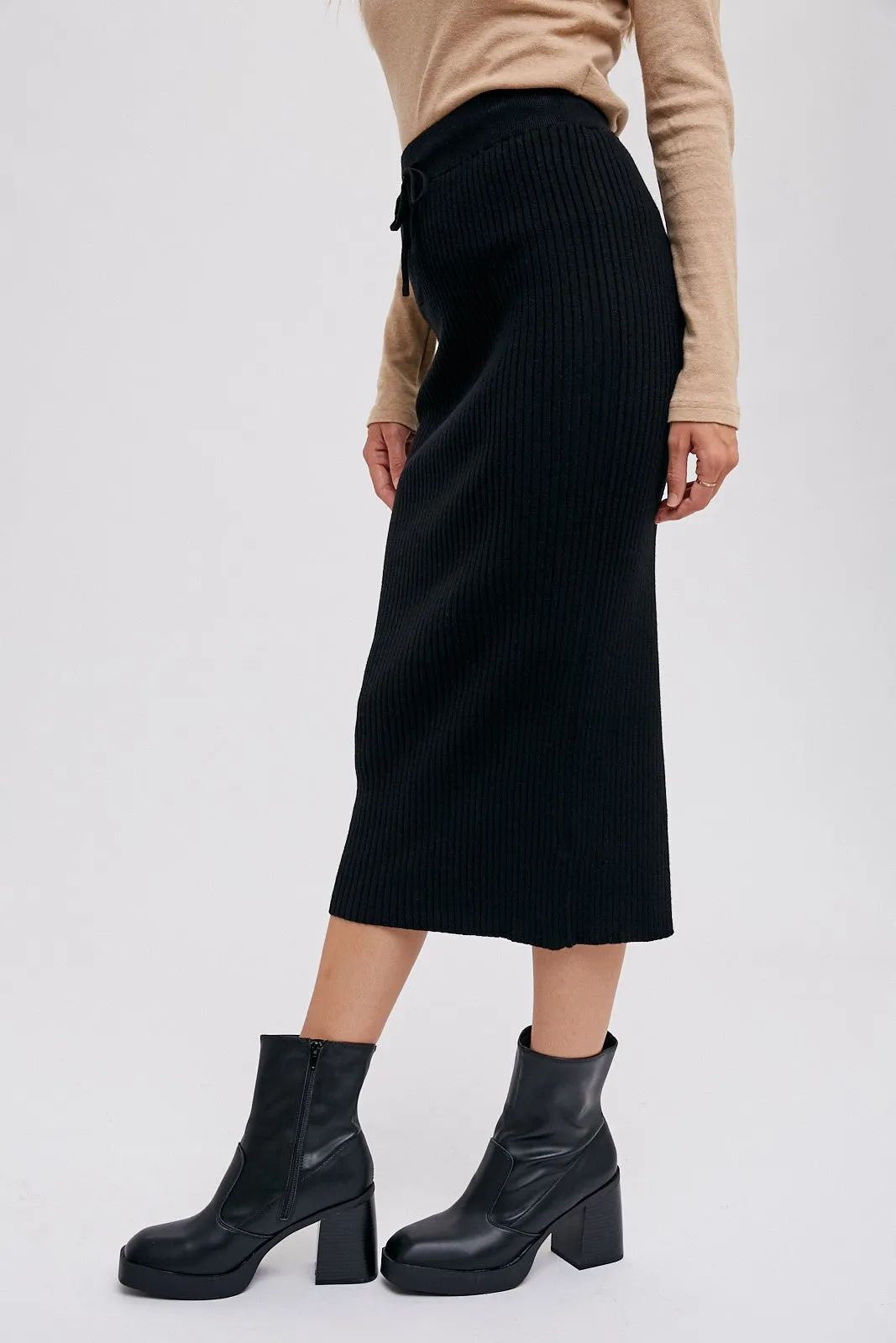 Black Rib Knit Midi Skirt sold by Pinkblush product image thumbnail 3